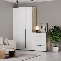 Тумба ТВ 2100 Х73 Харди, Дуб серый/Белый